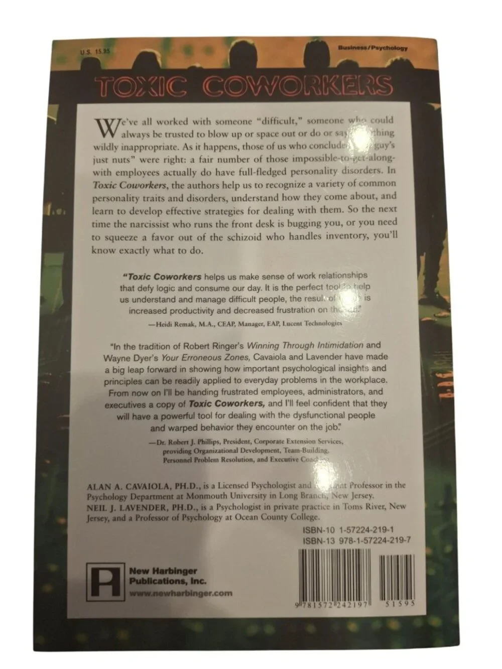 Toxic Coworkers: How To Deal With Dysfunctional People On The Job By Cavaiola An